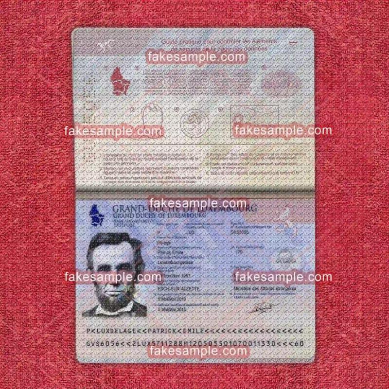 Luxembourg Passport Fake Template
