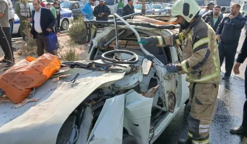 تصادف مرگبار وانت با تریلر